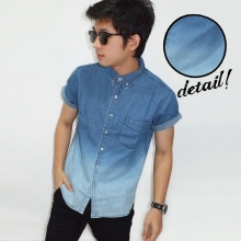 Kemeja Short Denim Blue Sky Gradation