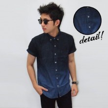 Kemeja Short Denim Dip Dye Black Blue