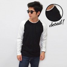 Raglan Tee Long Sleeve Black White