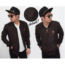 Jacket Varsity Leather Suede Dark Brown
