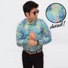 Kemeja Abstract Batik Modern Soft Blue