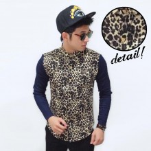 Kemeja Combination Leopard Skin Pattern Yellow