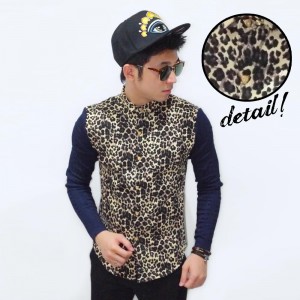 Kemeja Combination Leopard Skin Pattern Yellow