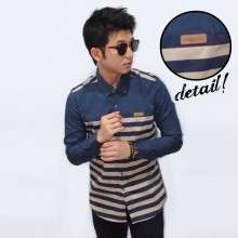 Kemeja Combine Hazelnut Stripe