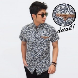 Kemeja Short Corduroy Floral Vector