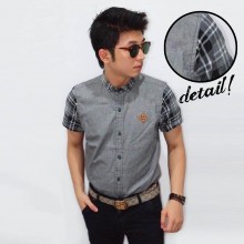 Kemeja Short Oxford Sleeve Tartan Grey