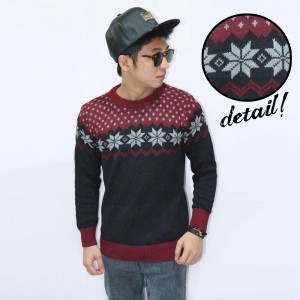 Knit Sweater Snow Tribal Maroon