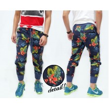 Sweatpants Floral Pattern Kakkoii Navy