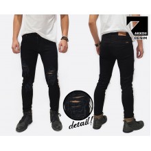 Jeans Pants Ripped Skinny Rocker Kakkoii Black