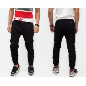 Joggers Pants Suede Plain Black