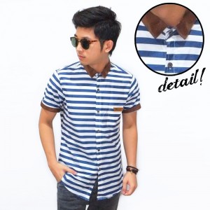 Kemeja Short Blaster Stripe Navy