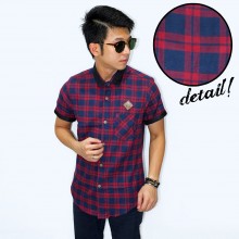 Kemeja Short Flannel Lewis Tartan Red