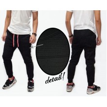 Sweatpants Ribbed Panel Black