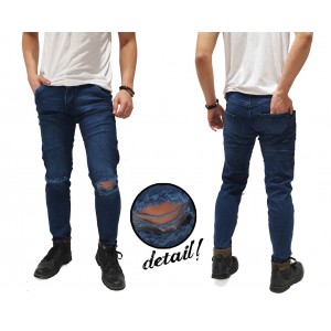 Blue Jeans Ripped On Knee Kakkoii