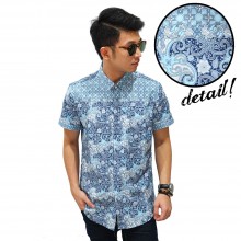 Kemeja Short Batik Abstract Soft Blue