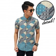 Kemeja Short Batik Mixed Motif Green