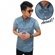 Kemeja Short Casual Batik Paisley Blue