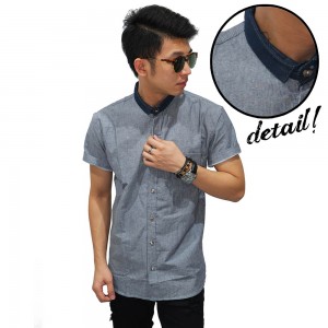 Kemeja Short Shanghai Chambray Grey