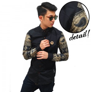 Kemeja Sleeve Paisley Tribal Black