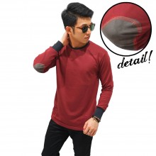 Long Sleeve Terry Elbow Patch Maroon
