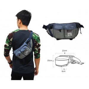 Waist Bag Premium Double Pocket Blue