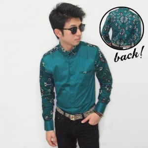Kemeja Casual Batik Songket Green Tosca