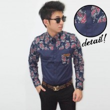 Kemeja Half Ethnic Batik Navy