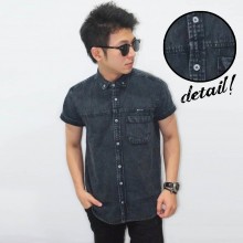 Kemeja Short Denim Black Overdye