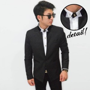 Korean Mens Blazer Stand Collar