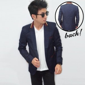 Blazer Casual Collar Creamy List Navy