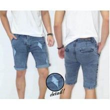 Celana Pendek Denim Ripped Blue Faded