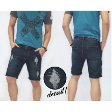 Celana Pendek Denim Ripped Dark Indigo