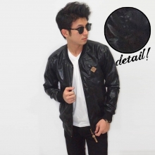 Jacket Leather Black Metallic