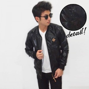 Jacket Leather Black Metallic