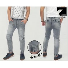 Joggers Pants Denim Knee Patch Snow Grey Kakkoii