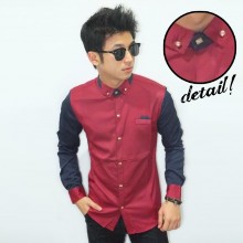 Kemeja Shanghai Pyramids Handkerchief Maroon