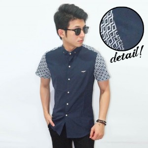 Kemeja Short Diamond Angel Pin Navy