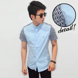 Kemeja Short Diamond Angel Pin Soft Blue
