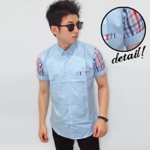 Kemeja Short Oxford Sleeve Tartan Soft Blue