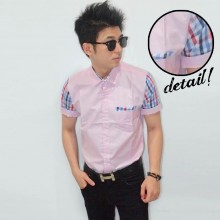 Kemeja Short Oxford Sleeve Tartan Soft Pink