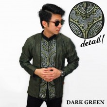 Baju Koko Panjang Bordir Abstract Dark Green