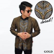 Baju Koko Panjang Bordir Abstract Gold