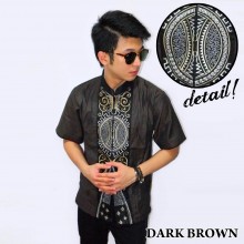Baju Koko Pendek Bordir Vector Bola Dark Brown