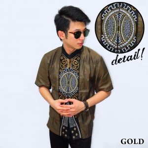 Baju Koko Pendek Bordir Vector Bola Gold
