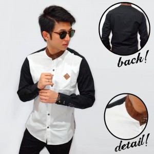 Kemeja Shanghai White Sleeve Black