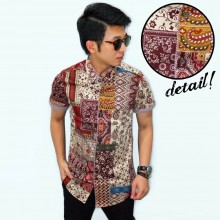 Kemeja Short Batik Perca Classic Maroon