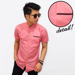 Kemeja Short Pocket List Soft Pink