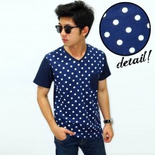 Polkadot Pattern Combine Tee Navy