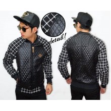 Varsity Jacket Leather Quilted Sleeve Square