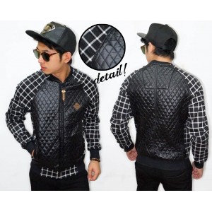 Varsity Jacket Leather Quilted Sleeve Square